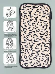 Facial Cleaning Towel,5Pcs 39.5 X 20.7Cm Leopard Pattern Makeup Towel Wash Cloth For Skin Care - Multicolor - View 8