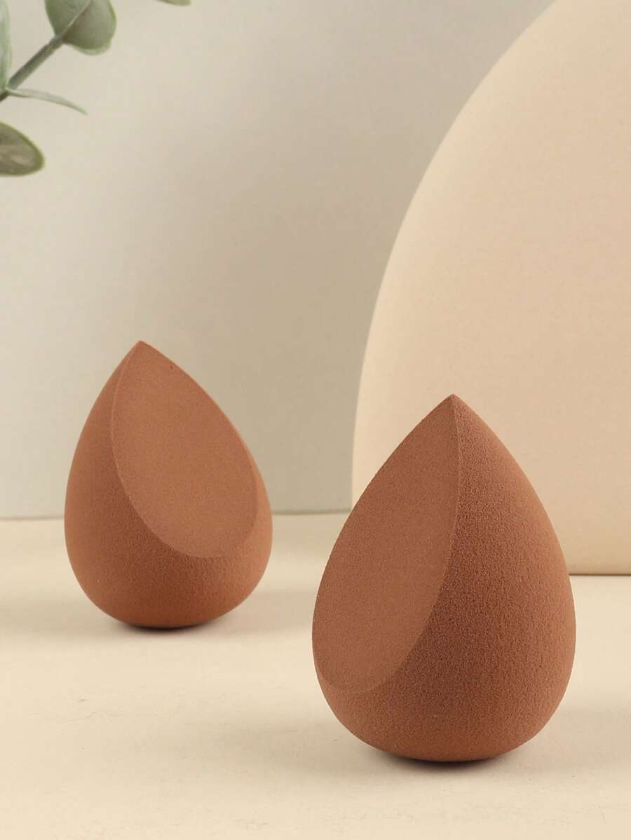 Makeup Sponge, 2pcs Super Soft Coffee Color Beauty Sponge Egg Water Drop Cut Cosmetic Sponge Makeup Blender,Makeup,Cheap,Room Decor,Vanity,Travel,Bedroom,Makeup Accessories,Puff,Makeup Blender,Powder Puff,Makeup Sponge - Coffee Brown - View 1