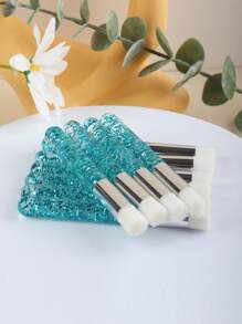 睫毛慕斯清潔刷，10入組睫毛鼻刷藍色銀管蔥粉睫毛延長毛孔清潔化妝工具 - 藍色 - 查看 2