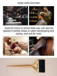 一款金色和黑色柔软尼龙染发扫刷，适用于喷漆、美发工具、美发产品和配件，是理发店美容旅行必备品、返校季、旅行度假必备品、女士美发配件、后梳梳、吹风机、头发、理发师、美发工具、美发产品、边缘梳、造型梳、吹风机、美发用品、发胶、卷发产品、剪发剪刀、圣诞节、理发店、美发、吹风机、卷发梳、美发设备、旅行必备品、发型、美发、头发、旅行、美发产品、美发工具、美发用品、理发师、理发师配件、理发店、美发设备 - 金色 - 查看 8