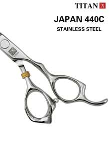 TITAN HIRLD Professional Hairdressing Scissors, 5.5" 6" Flat Shear & Thinning Shear, Japanese 440C Stainless Steel, Includes 2 Finger Rings, 1 Adjustment Plate, 1 Cleaning Cloth (All Accessories Random Color) - Silver - View 4