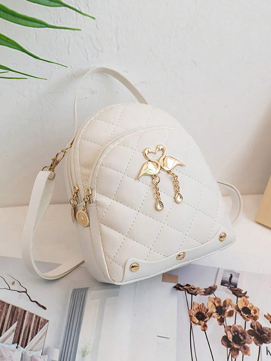 1pc Mini Swan Backpack Kids' Multi-functional Bag - White - View 1