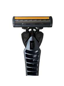 Safety Razor Set, 1Pc Stainless Steel Washable Razor & 19Pcs 3-Layer Blade Beard Trimmer Hair Removal Shaving Razor - Orange - View 2