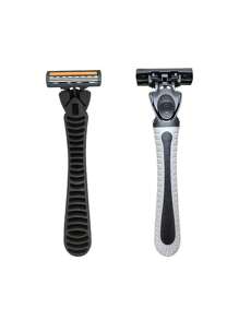 Safety Razor Set, 1Pc Stainless Steel Washable Razor & 19Pcs 3-Layer Blade Beard Trimmer Hair Removal Shaving Razor - Orange - View 5
