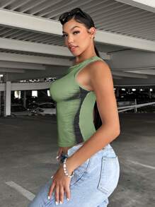 SHEIN SXY Áo khoác và áo lót dành cho xe tăng nữ Đồ họa Giải trí - màu xanh lá - Xem 3