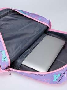 Ba lô bé gái họa tiết mèo & thỏ Ba lô cổ điển Túi vuông Túi đựng bút chì - Nhiều màu - Xem 3