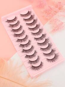 Lông Mi Giả, 10 Đôi 3D Mắt Mèo Lông Mi Giả Lộn Xộn Giả Chồn Lông Mi Mềm Mại Tự Nhiên Hàng Mi - màu đen - Xem 2