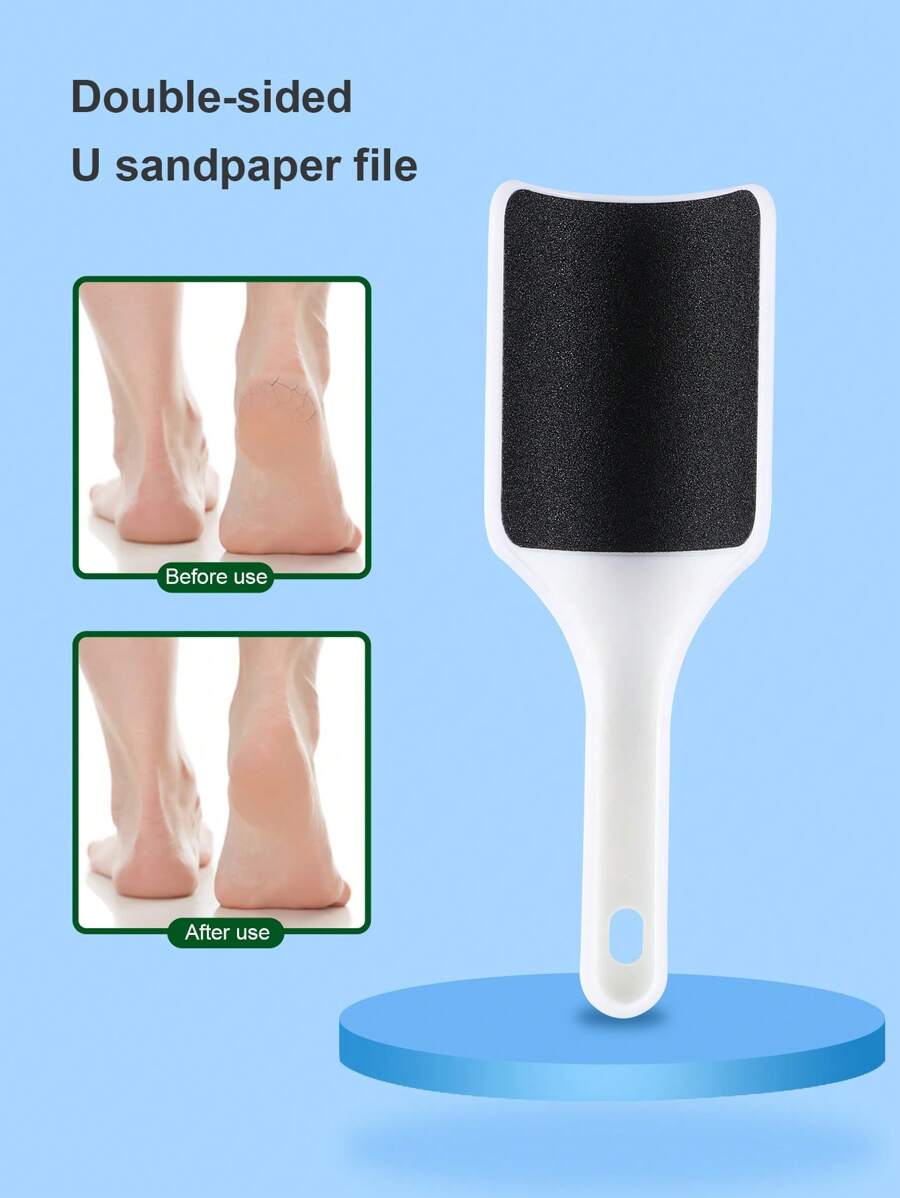Hình chữ-U Hai bên Chân Cái giũa Cứng Da chết Tài liệu Callus Thô Để loại bỏ Chân Máy chà sàn Chăm sóc móng chân - trắng - Xem 1