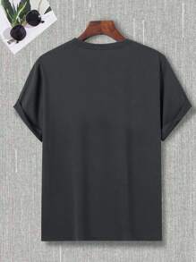 Men Letter Graphic Tee - Grey - View 2