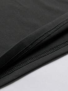 Hombres Camiseta con estampado de letra - Gris Oscuro - Ver 4