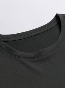 Hombres Camiseta con estampado de letra - Gris Oscuro - Ver 6