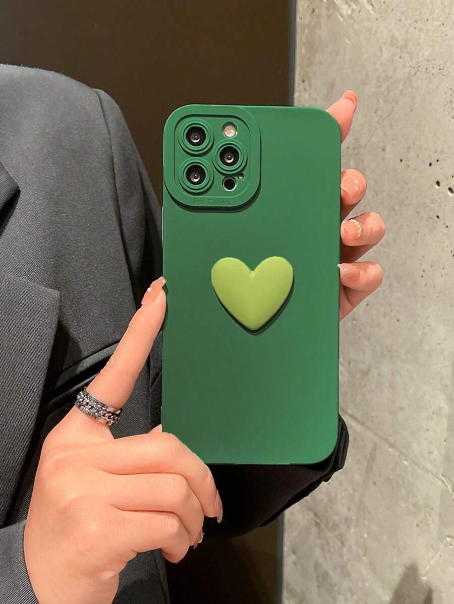 3D愛心裝飾手機外殼 - 綠色 - 查看 1