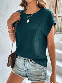INAWLY Solid Batwing Sleeve Tee - Dark Green - View 4