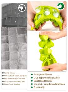 1pc Silicone Ice Cube Mold, Minimalist Solid Color Heart Shaped Ice Tray For Kitchen - Cadet Blue - View 4