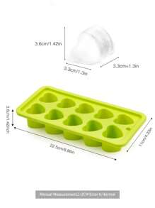 1pc Silicone Ice Cube Mold, Minimalist Solid Color Heart Shaped Ice Tray For Kitchen - Cadet Blue - View 6