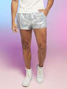 FeverCity Men Metallic Shorts - Silver - View 4
