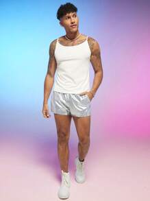 FeverCity Men Metallic Shorts - Silver - View 6