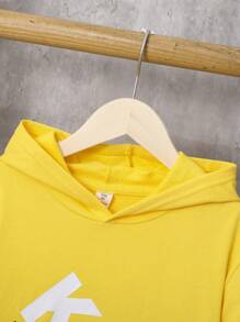 SHEIN Leap Crew Tween Boys' Leisure Sports Hooded Sweatshirt And Camouflage Printed Sports Pants With Large Letter Pattern - Multicolor - View 4