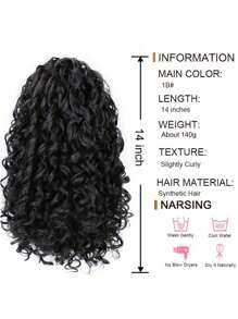 波浪狀卷馬尾爪夾在接髮 - 黑色 - 查看 2