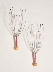 Handheld Massager,2Pcs Metal Head Massage Tool Claw Scalp Massage Tool For Head Care - Red - View 3