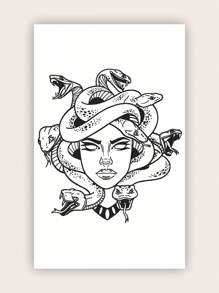 Single Medusa Snake Girl Personalized Tattoo Sticker - Black - View 1