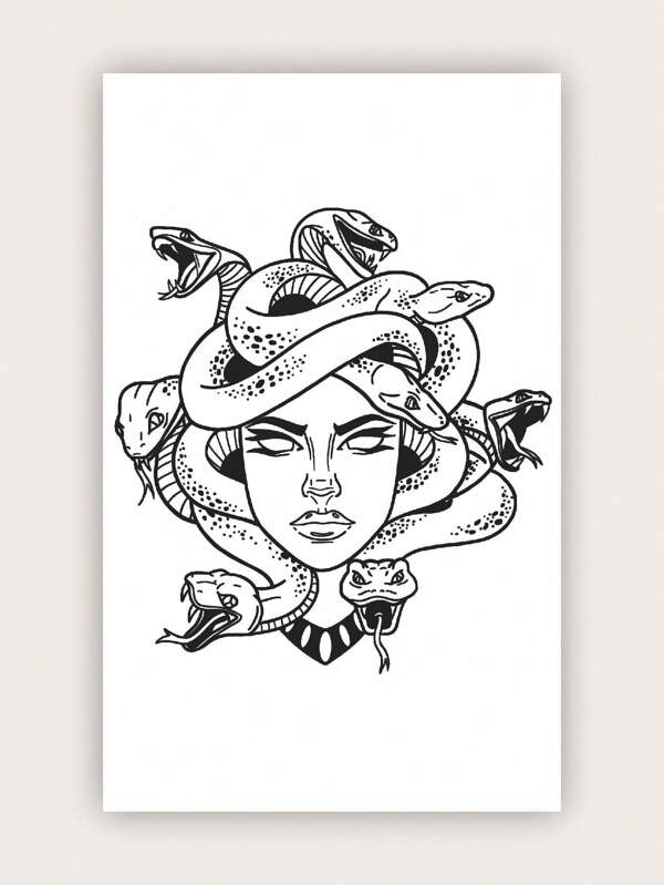 Single Medusa Snake Girl Personalized Tattoo Sticker