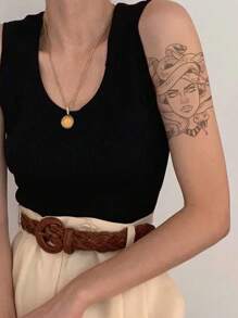 Single Medusa Snake Girl Personalized Tattoo Sticker - Black - View 3
