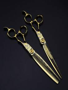 7 Inch Hair Cutting Scissors - Gold - View 8