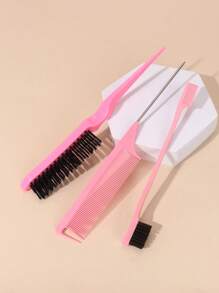 Styling Comb Set, 3Pcs Pink Blue Rat Tail Hair Comb Pointed Tail Comb Rat Tail Comb Edge Brush For Edges And Back Brush, Comb, Smooth Hair Hair Brush, Hair Brush, Comb, Hair Tools, Hair Products And Accessories For Barber Salon Beauty Travel Essentials,Back To School,Travel Holiday Essentials,Hair Accessories For Women,Brush,Hair Brushes,Edge Brush,Brush Hair,Hair Comb,Comb Hair,Detangling Brush,Ball Brush,Mini Hair Brush,Hair Brush Set,Wooden Comb,Hair Brush, Brush, Comb, Slick Back Brush, Hairbrush, Edge Brush, Brush Hair, Hair Comb, Hair Brush Set, Comb Hair, Mini Hair Brush, Detangling Brush, Hair Brushes, Hair Products, Hair Tools, Hair Stuff, Hair Care, Curly Hair Brush, Barber, Barber Accessories, Hairdressing Equipment,Travel Essentials,Hairstyle,Hairdressing - Pink - View 4