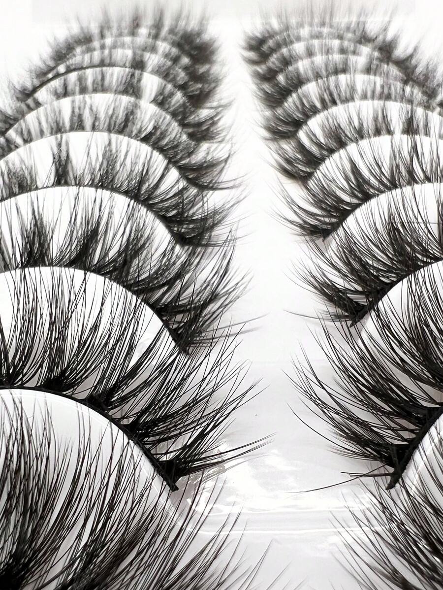 Lông Mi Giả, 10 Cặp Lông Mi Giả Chồn Lông Mi Giả Tự Nhiên Tập Hàng Mi Cây Nối Mi Trang Điểm Lông Mi Giả Dải - màu đen - Xem 1