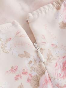 SHEIN MOD 休閒打結 褶邊 荷葉邊 拉鍊花卉印花 全身印花女士連衣裙 - 彩色 - 查看 3