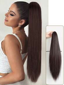 1入組直棕色20號合成馬尾辮接髮帶爪 - 棕色 - 查看 1