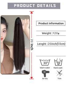 1入組直棕色20號合成馬尾辮接髮帶爪 - 棕色 - 查看 3