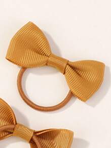 8入組/套兒童彩色和可愛素色蝴蝶結髮圈 - 彩色 - 查看 4