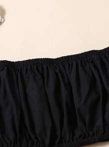 Young Girl Off Shoulder Top & Corduroy Shorts