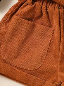 Young Girl Off Shoulder Top & Corduroy Shorts