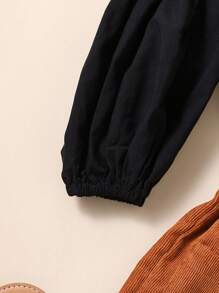 Young Girl Off Shoulder Top & Corduroy Shorts