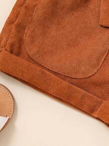 Young Girl Off Shoulder Top & Corduroy Shorts