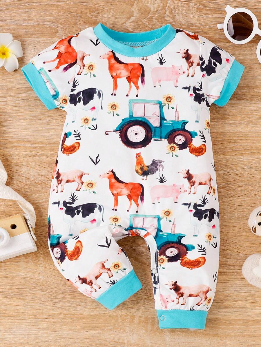 Ropa Bebe Niño 0-3 Meses Verano Mameluco De Bebé Con Estampado