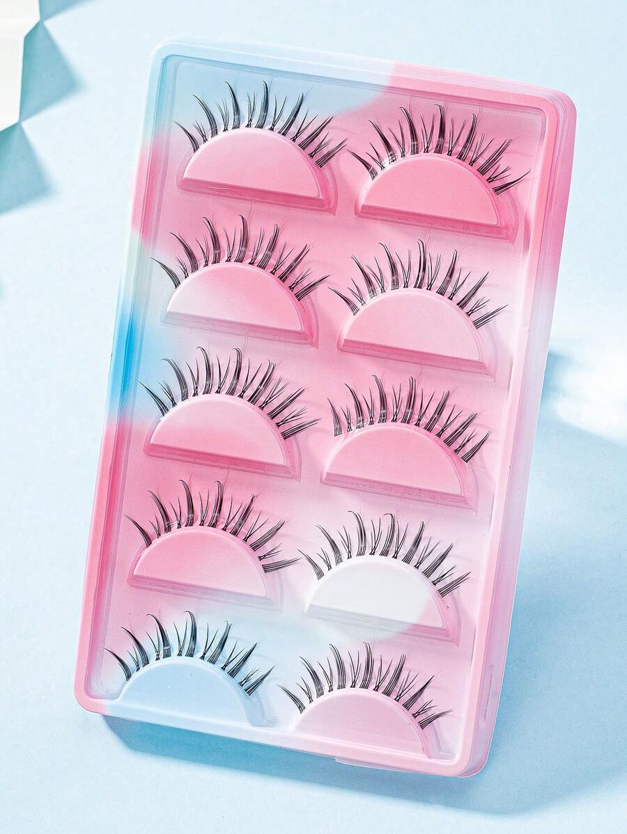 3D人造水貂睫毛天然柔軟假睫毛，短假睫毛，透明根假睫毛 - 黑色 - 查看 1