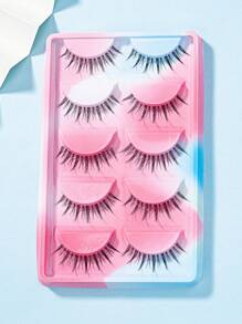 3D人造水貂睫毛天然柔軟假睫毛，短假睫毛，透明根假睫毛 - 黑色 - 查看 2