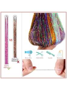 Số lượng lớn tóc tổng hợp thẳng 16 màu 48 dài mà không cần sợi ngang & dụng cụ - Nhiều màu - Xem 4