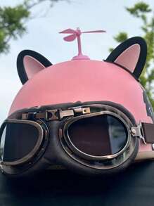 2pcs Black Car Interior Sticker, Motorcycle & Electric Vehicle Helmet Decorative Cat Ear Accessory Universal Fit - Black - View 7