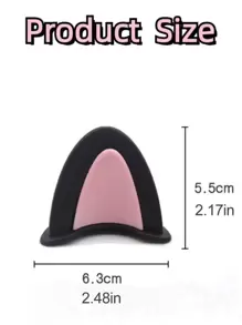 2pcs Black Car Interior Sticker, Motorcycle & Electric Vehicle Helmet Decorative Cat Ear Accessory Universal Fit - Black - View 8