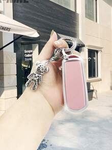 1套車鑰匙殼和水鑽熊裝飾鑰匙圈與馬自達兼容 - 粉色 - 查看 2