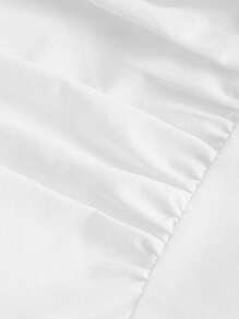 SHEIN MOD Solid Ruched Slim-Fitting Gathered Waist Date Night Cami Dress,White Graduation Dress