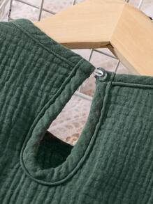 SHEIN Young Girl Ruffle Trim Bow Front Mesh Overlay Dress - Dark Green - View 6