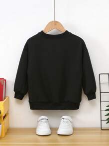 SHEIN 男小童小熊印花運動衫 - 黑色 - 查看 2