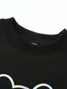 SHEIN 男小童小熊印花運動衫 - 黑色 - 查看 3