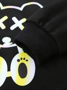 SHEIN 男小童小熊印花運動衫 - 黑色 - 查看 4